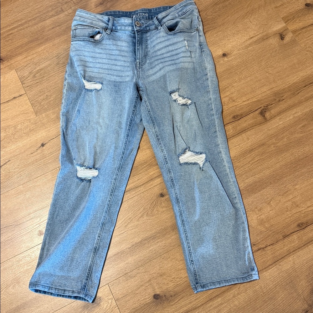 Maurices Light Blue Distressed Ankle Jeans
